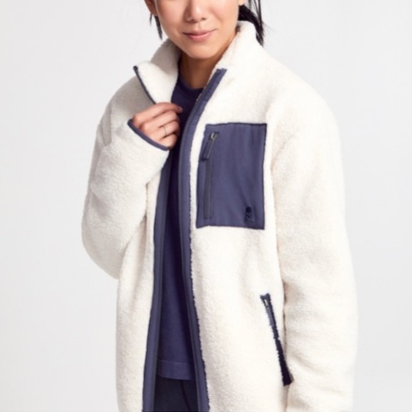 soulcycle Jackets & Blazers - Soul By SoulCycle White Shearling Tri-Tone Zip-Up